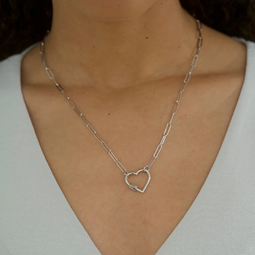 HEART LOCK CHAIN - LINK 50 MEDI SILBER – Bild 4